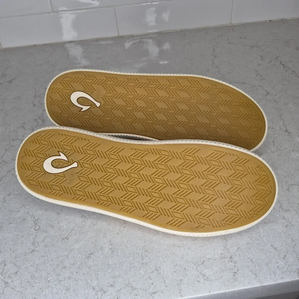 OluKai Mua 'Ili Slippers Men's 10 Leather Shearling Lined Mule Slip On Shoes‎